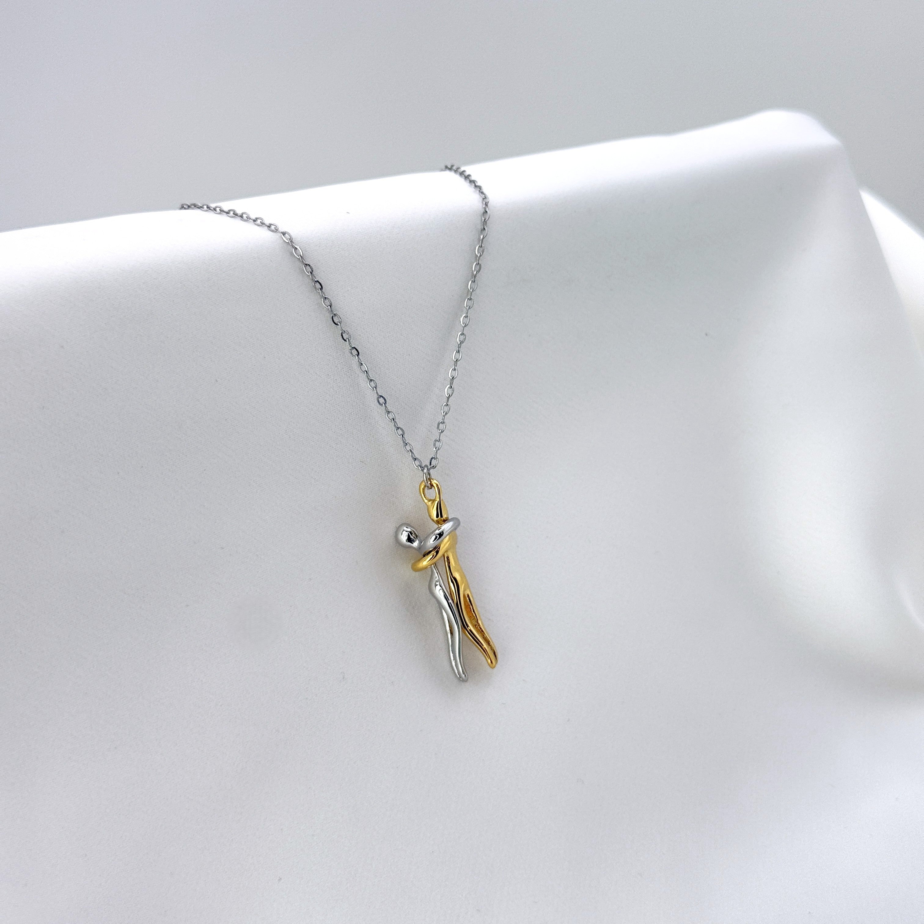 Κολιέ Ατσάλινο Two-Tone Lovers Embrace