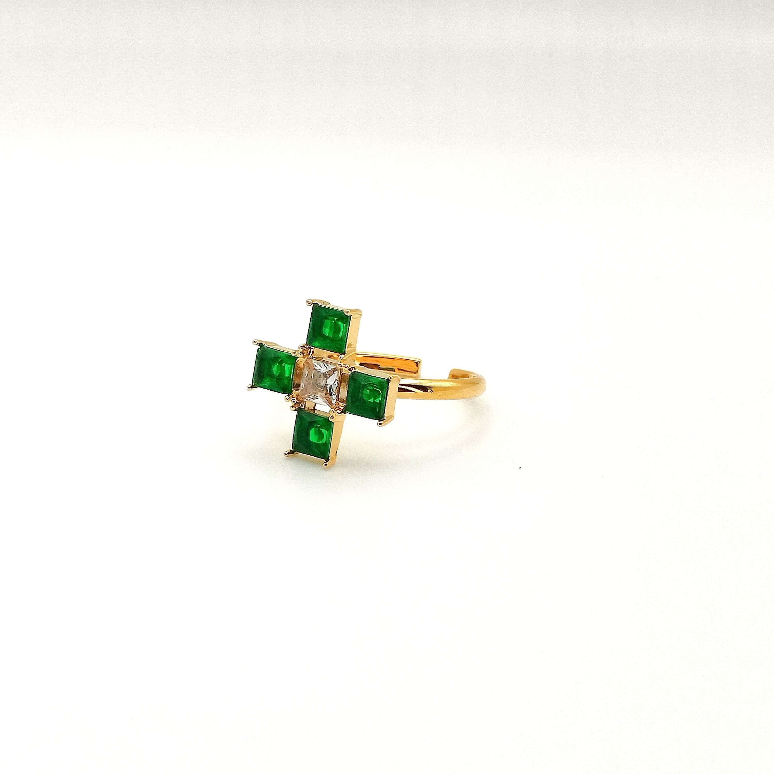 Δαχτυλίδι με πράσινο σταυρό