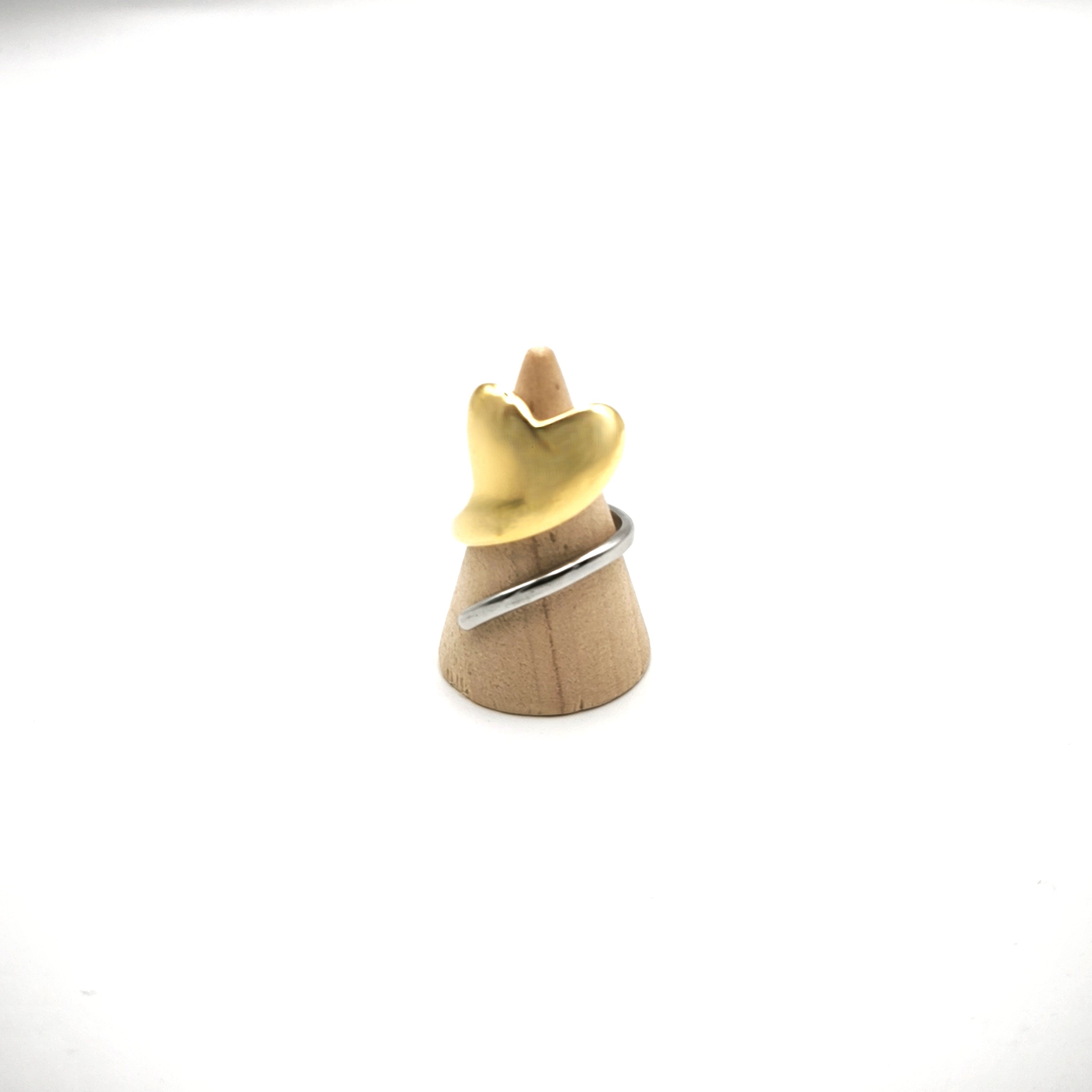 Δαχτυλίδι Ασύμμετρη Καρδιά Δίχρωμο