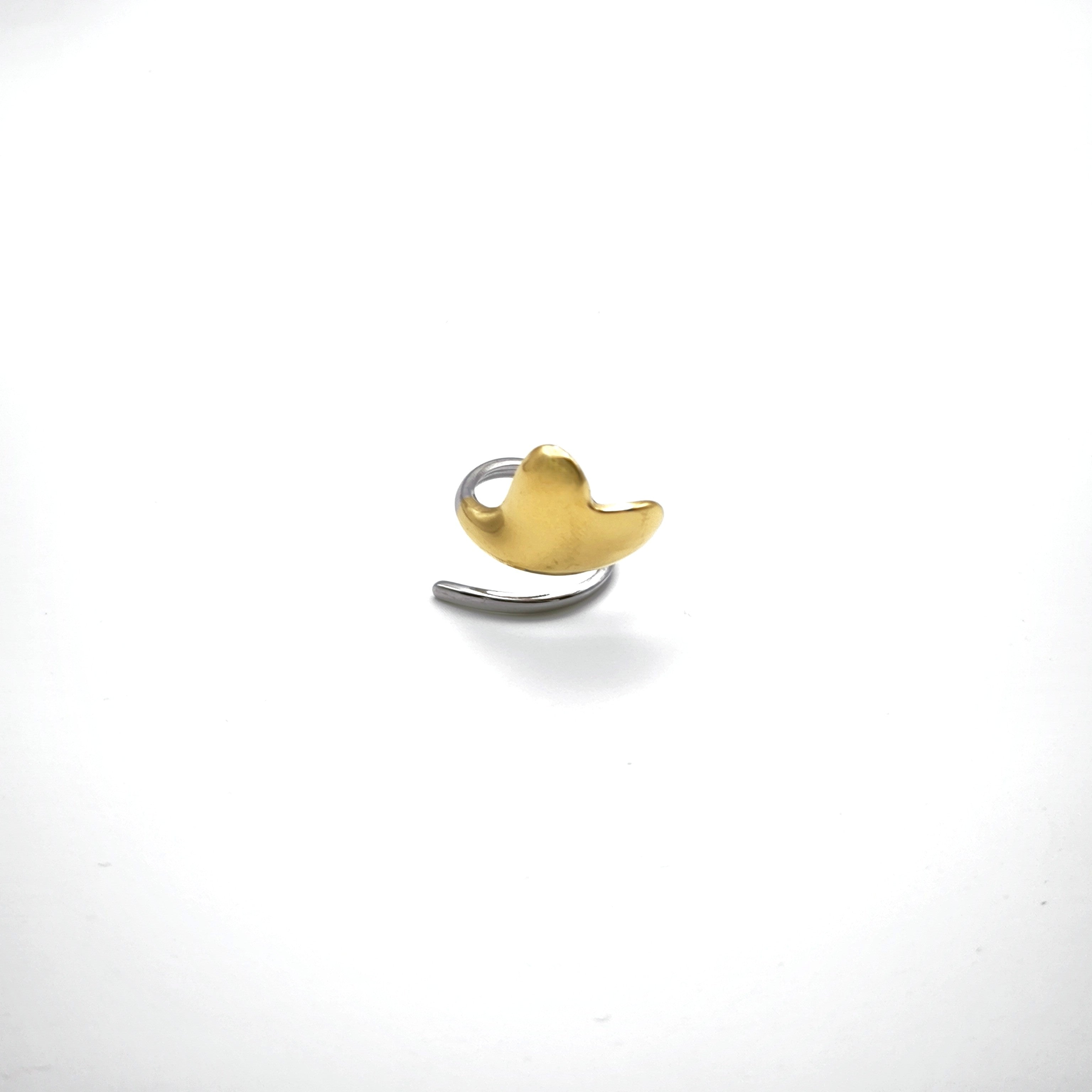 Δαχτυλίδι Ασύμμετρη Καρδιά Δίχρωμο