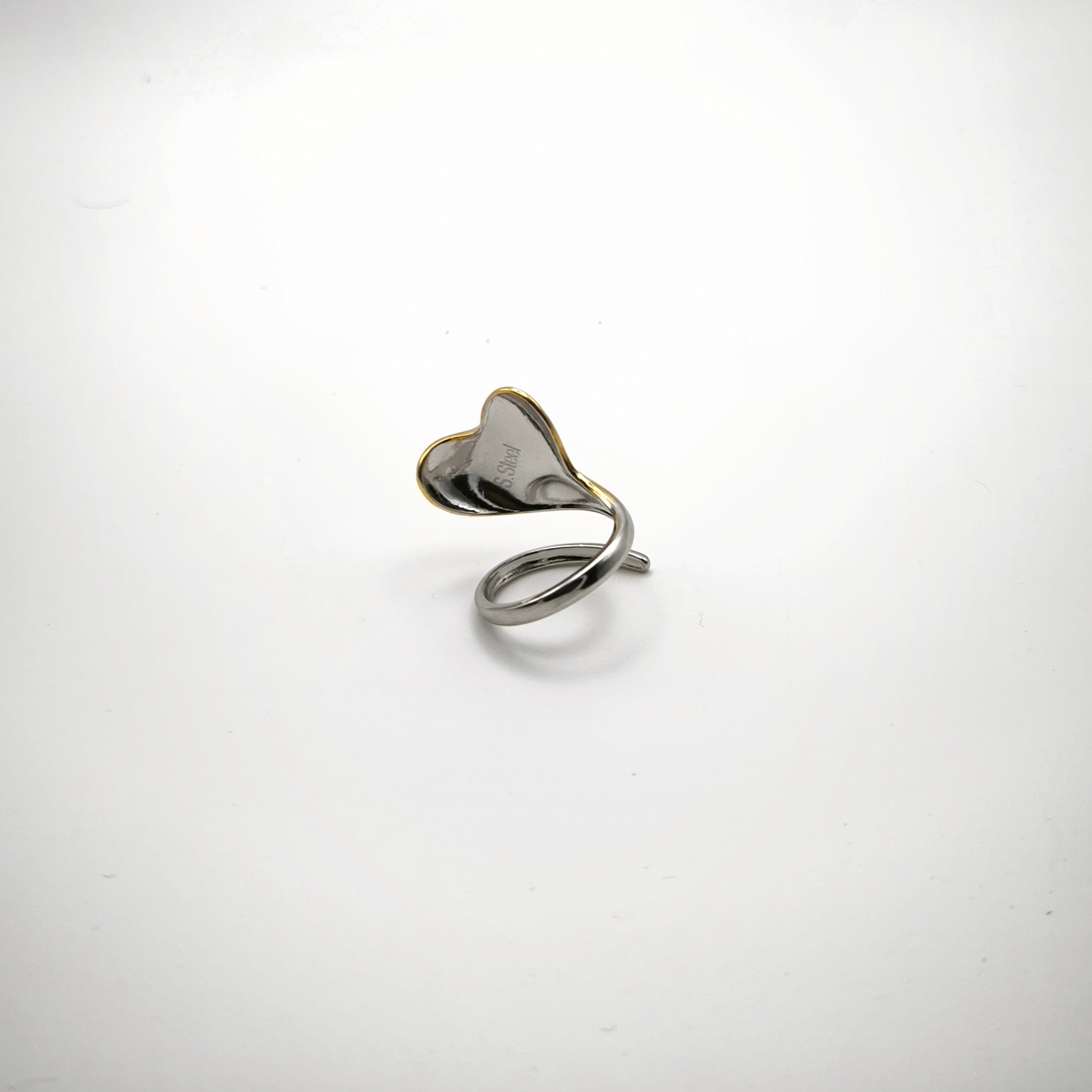 Δαχτυλίδι Ασύμμετρη Καρδιά Δίχρωμο