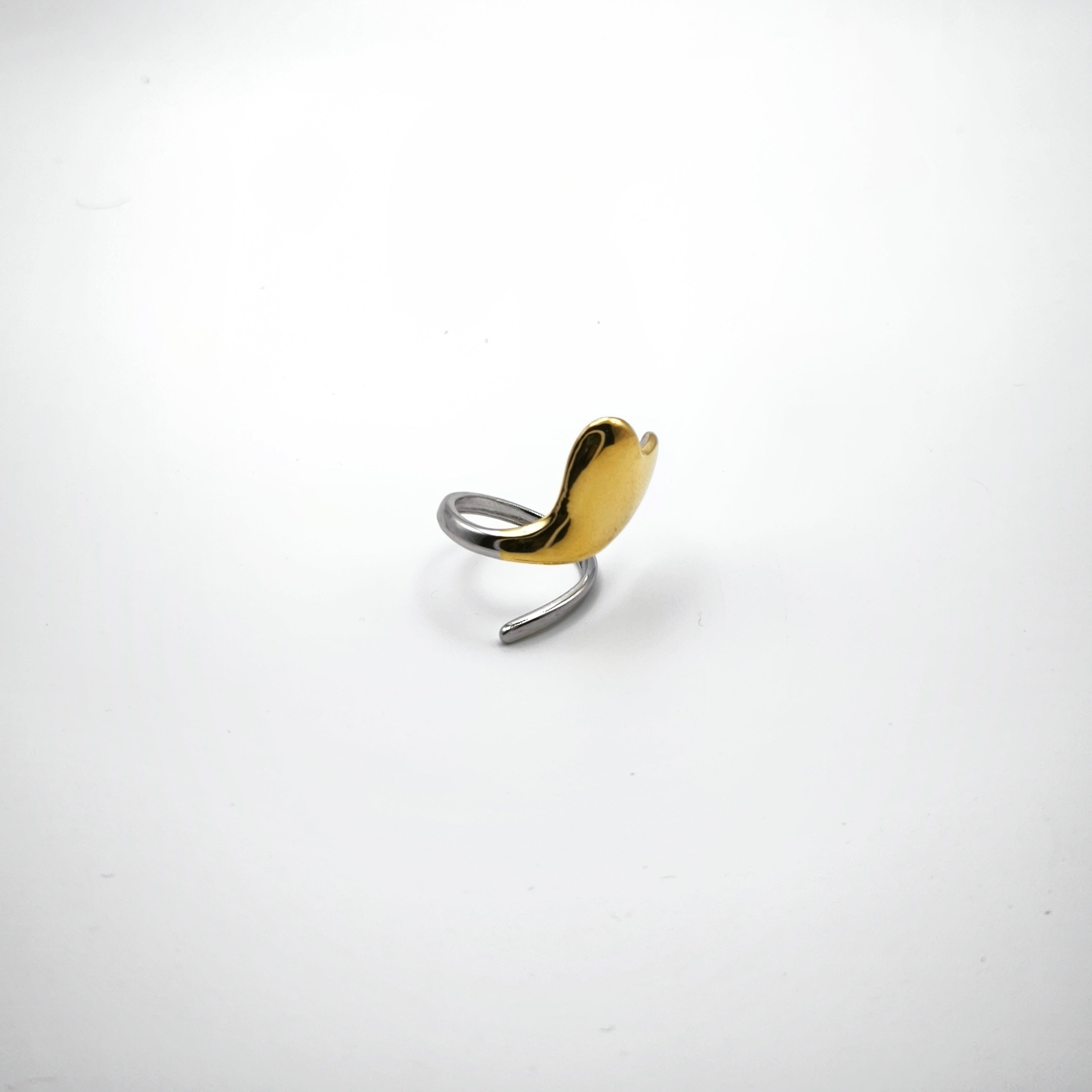 Δαχτυλίδι Ασύμμετρη Καρδιά Δίχρωμο