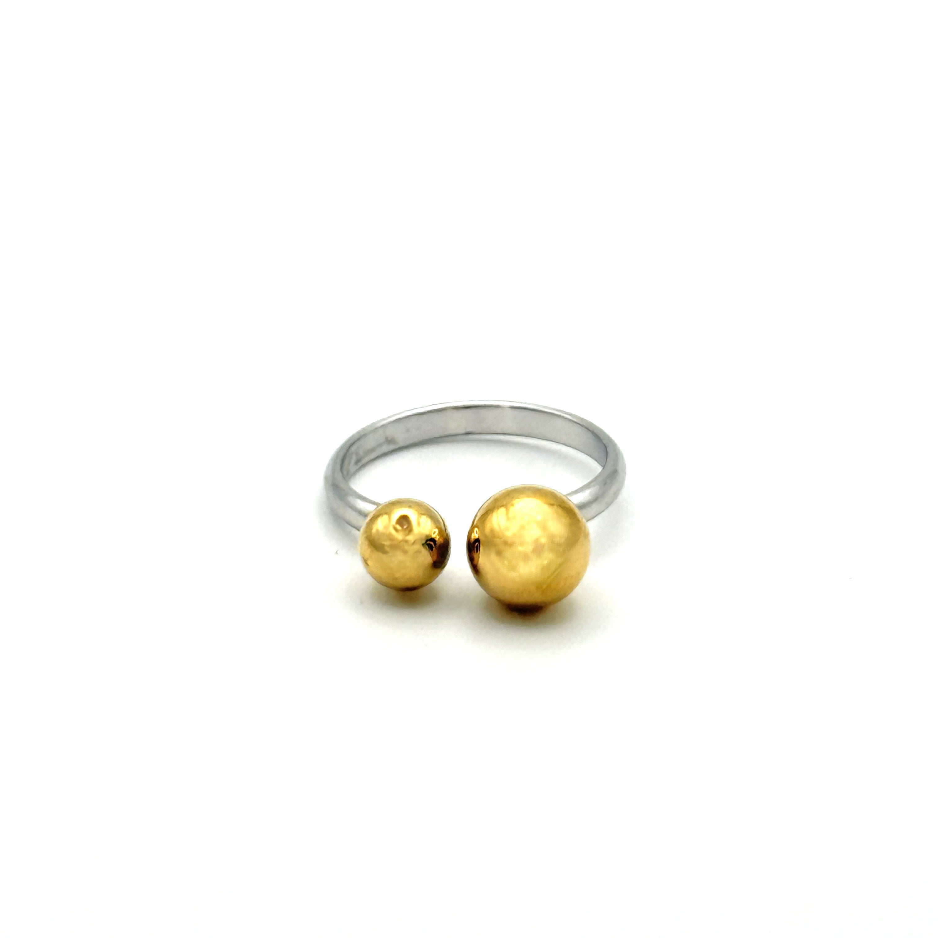 Δαχτυλίδι Δίχρωμο Με Μπαλίτσες