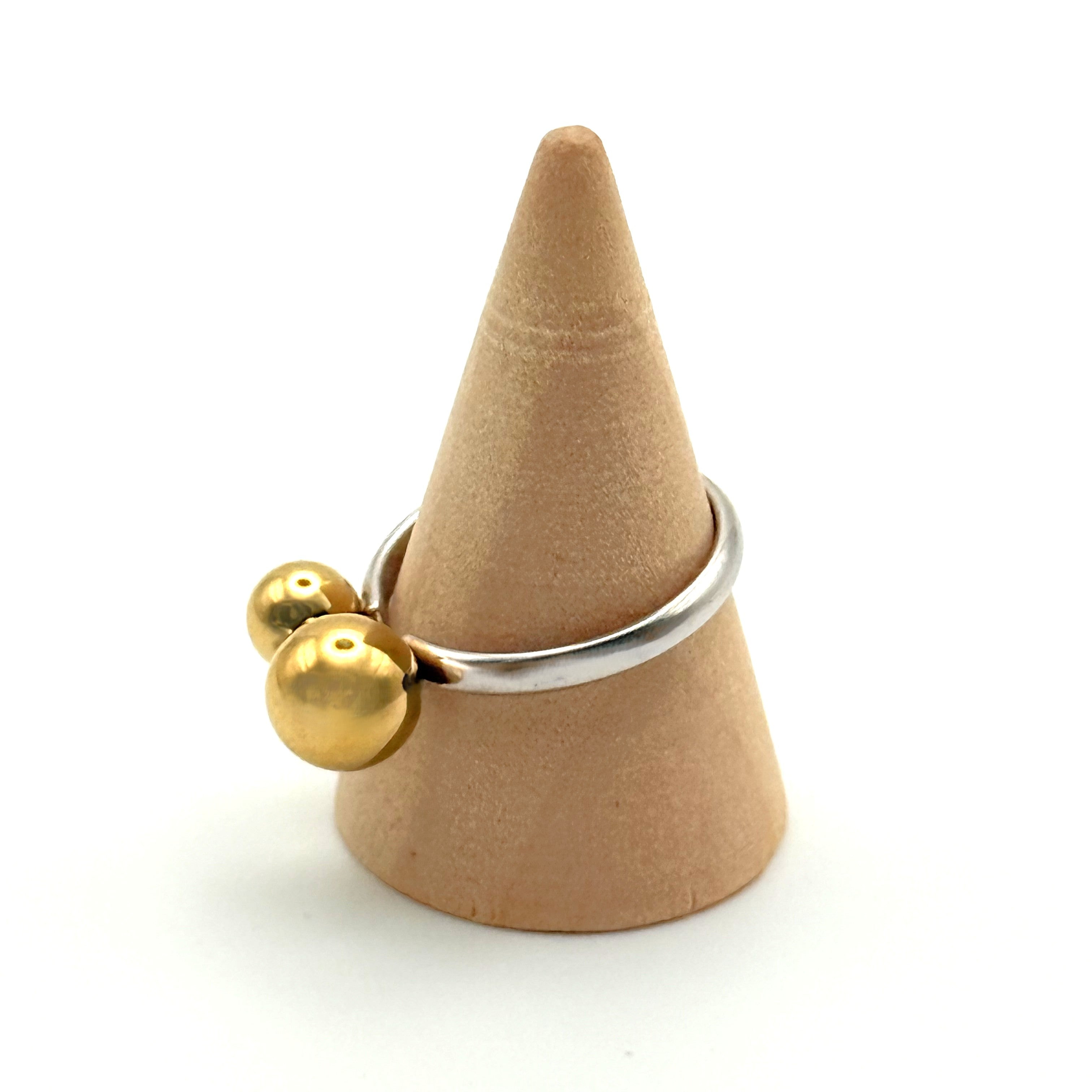 Δαχτυλίδι Δίχρωμο Με Μπαλίτσες