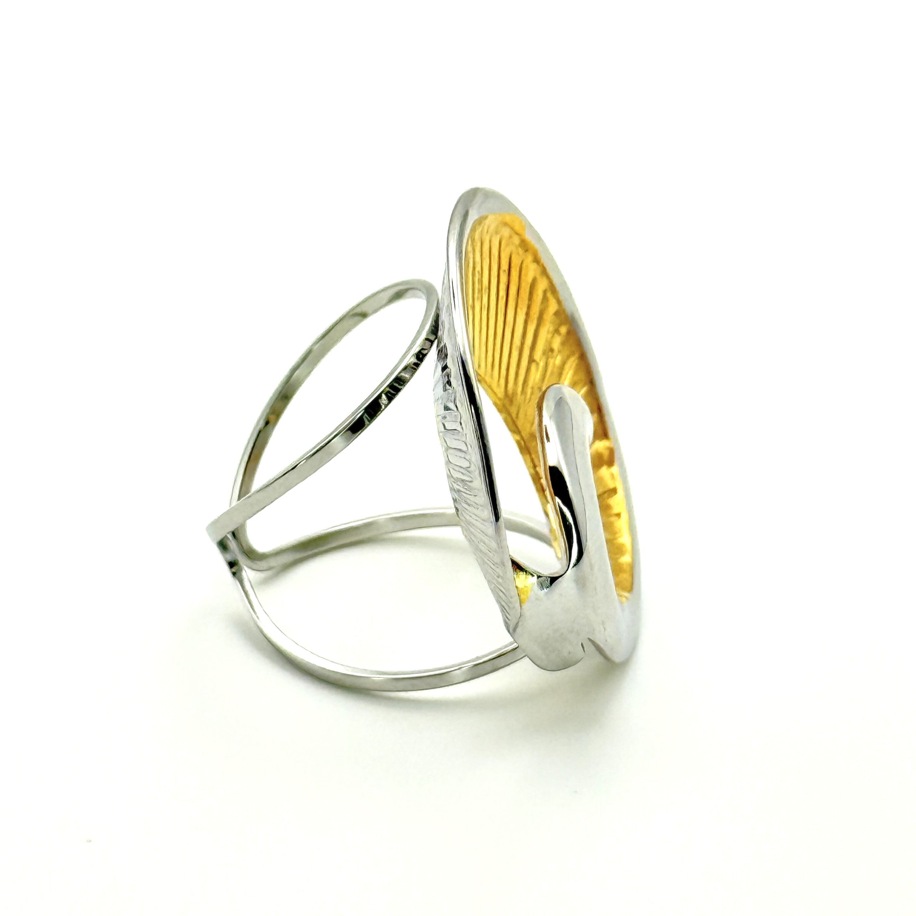 Δαχτυλίδι Ατσάλινο Δίχρωμο Στριφτό