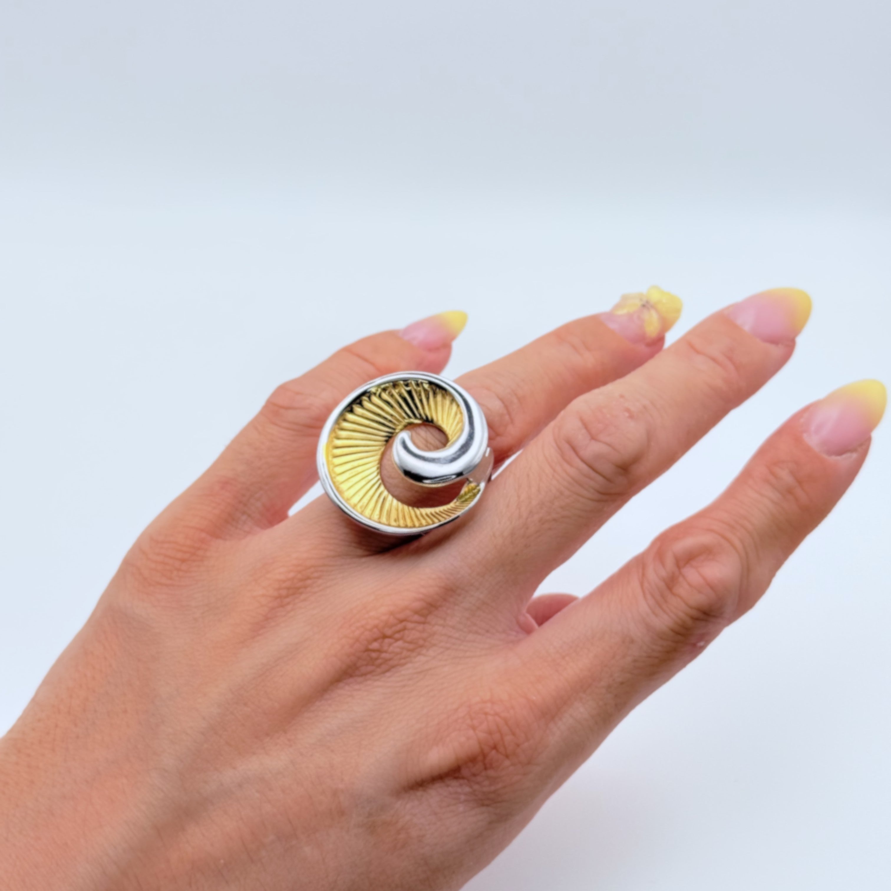 Δαχτυλίδι Ατσάλινο Δίχρωμο Στριφτό