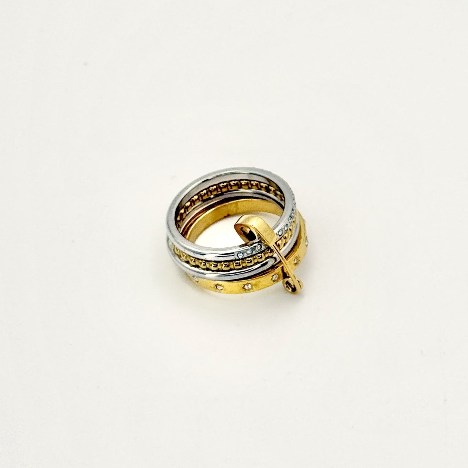 Δαχτυλίδι Ατσάλινο Σετ Δίχρωμο Με Ζιργκόν