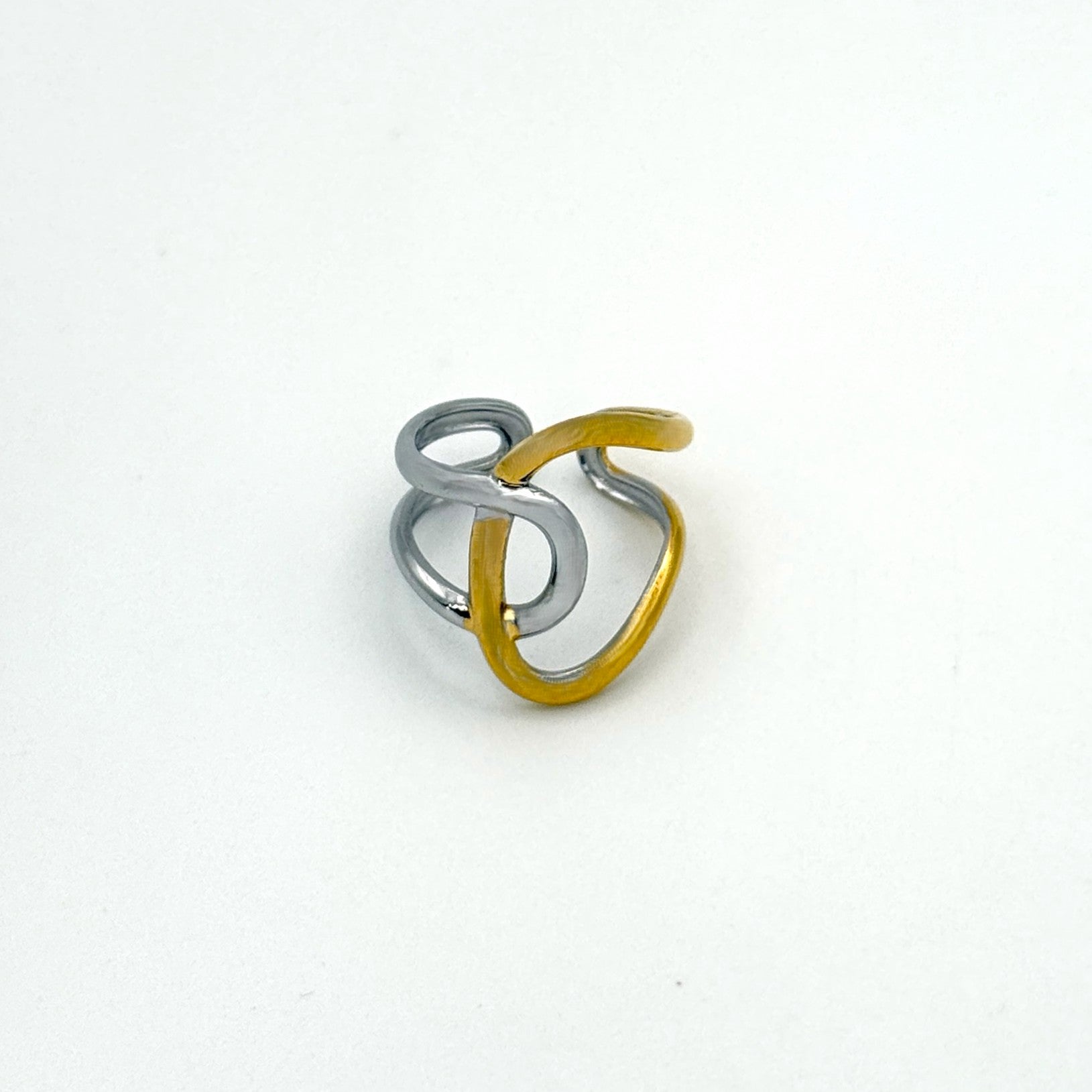 Δαχτυλίδι Ατσάλινο Δίχρωμο Στριφτό Ανοιχτό