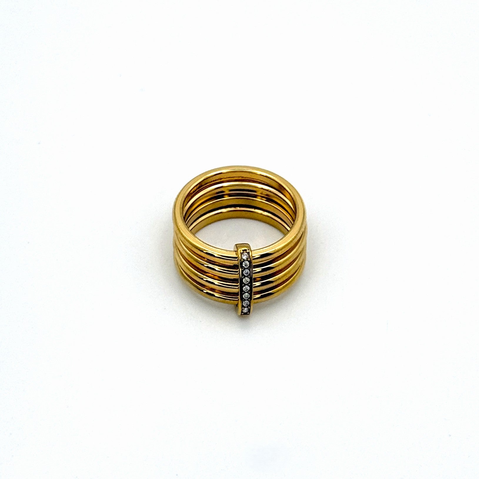 Δαχτυλίδι Ατσάλινο Πολλαπλοί Κρίκοι Με Μπάρα Ζιργκόν