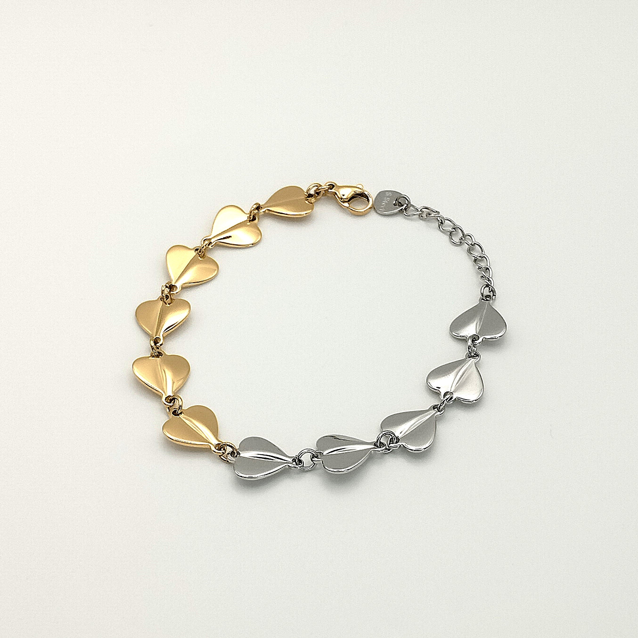 Βραχιόλι δίχρωμο με καρδιές 3