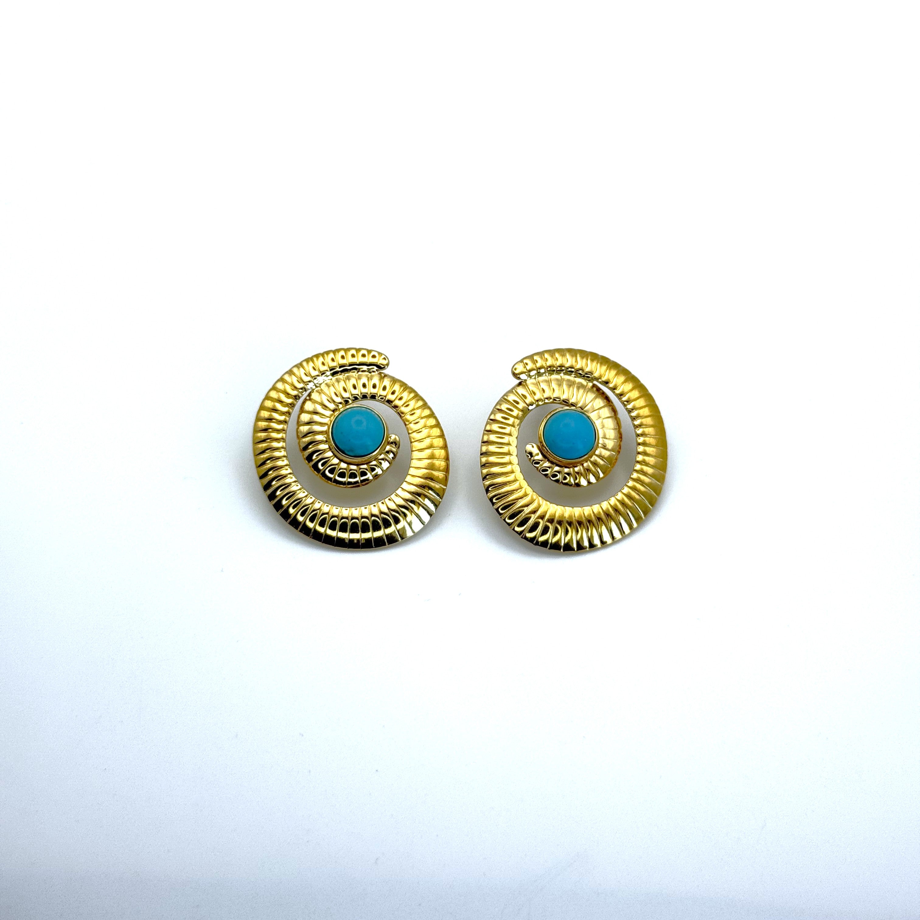 Σκουλαρίκια Στριφρά Με Γαλάζια Πέτρα