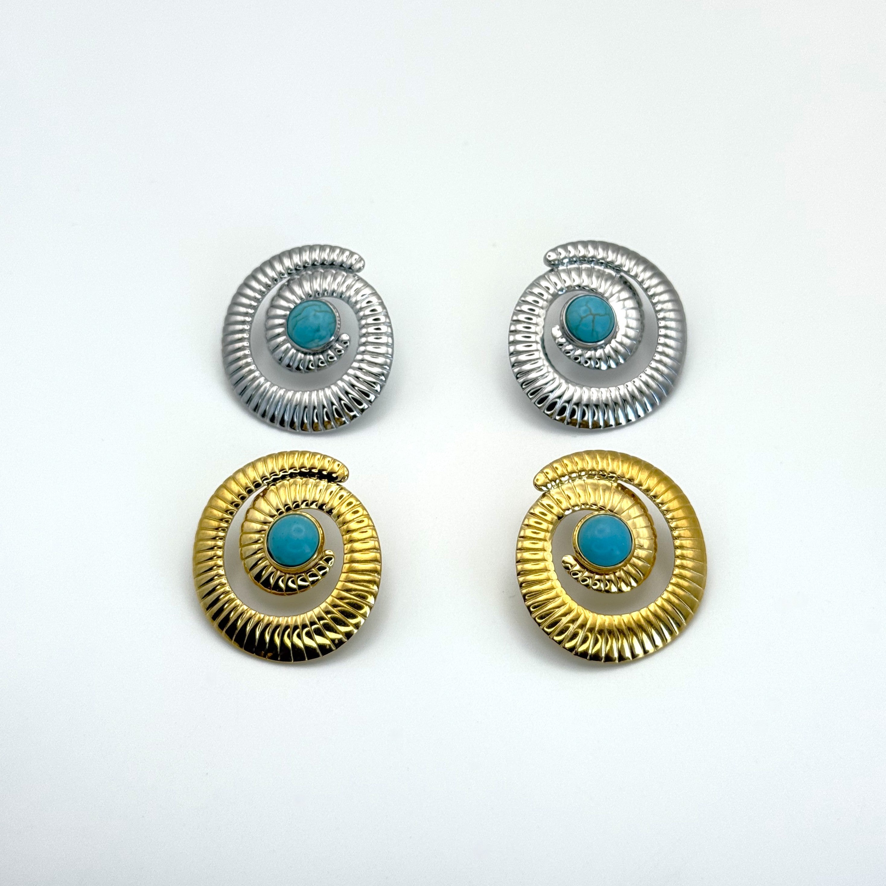 Σκουλαρίκια Στριφρά Με Γαλάζια Πέτρα