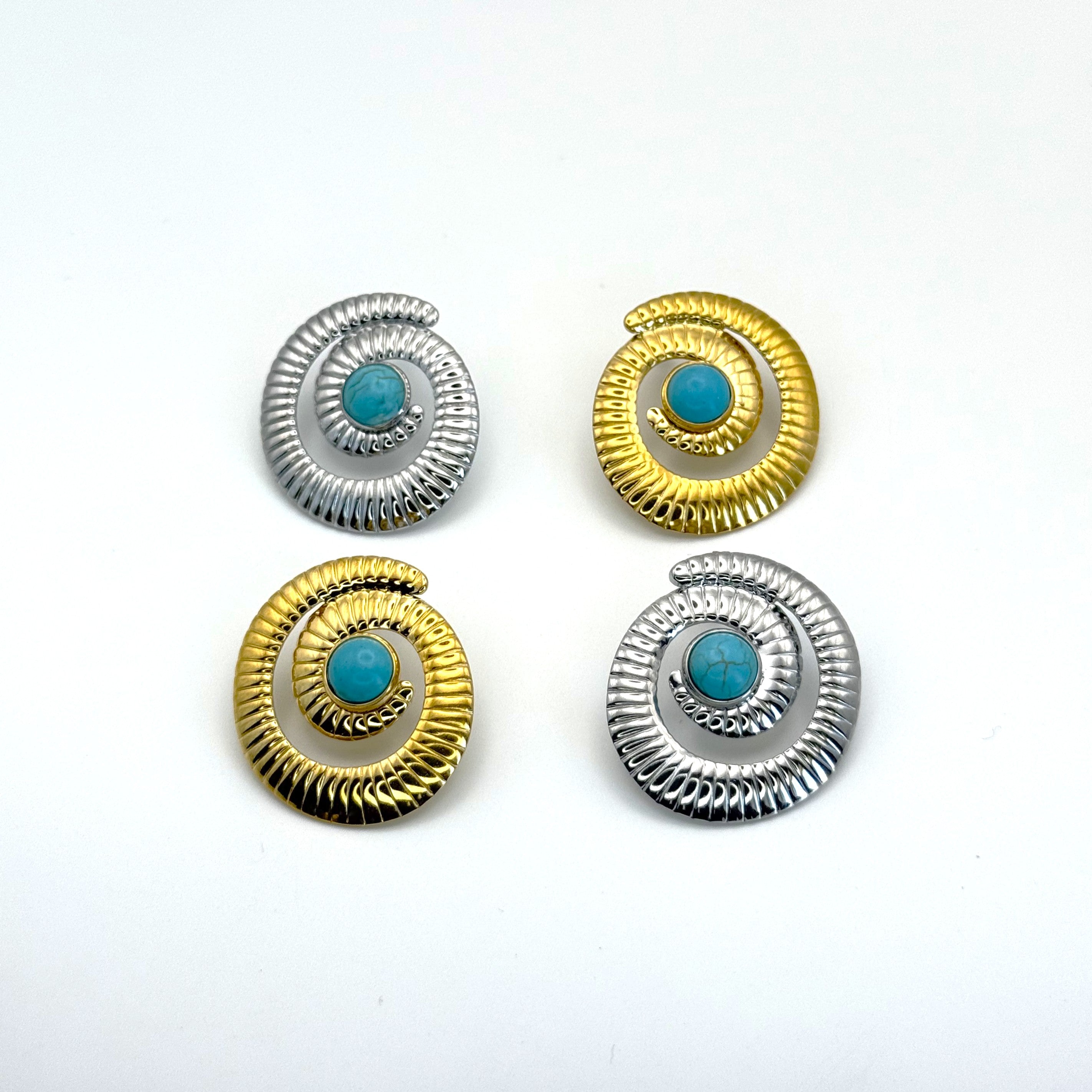 Σκουλαρίκια Στριφρά Με Γαλάζια Πέτρα