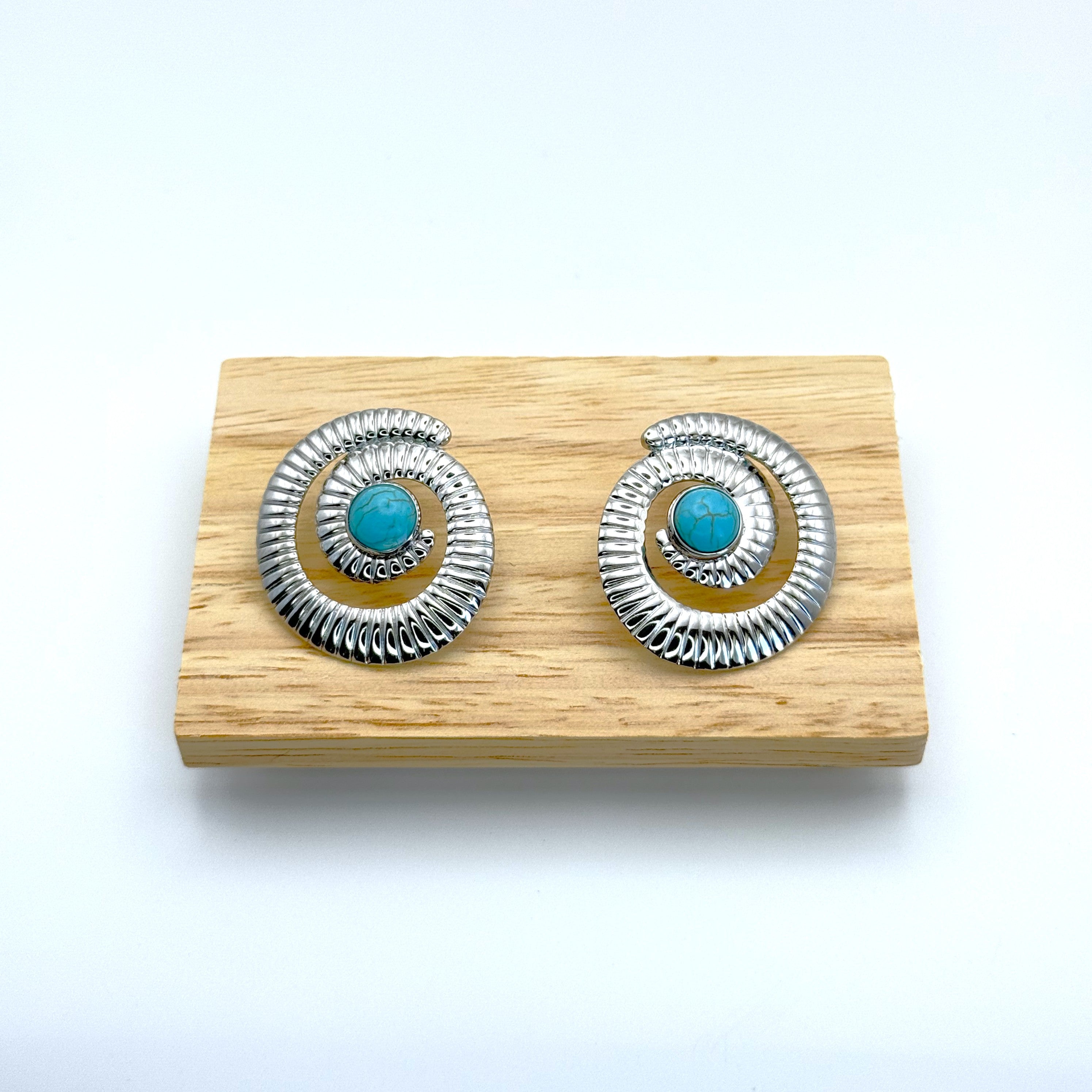 Σκουλαρίκια Στριφρά Με Γαλάζια Πέτρα