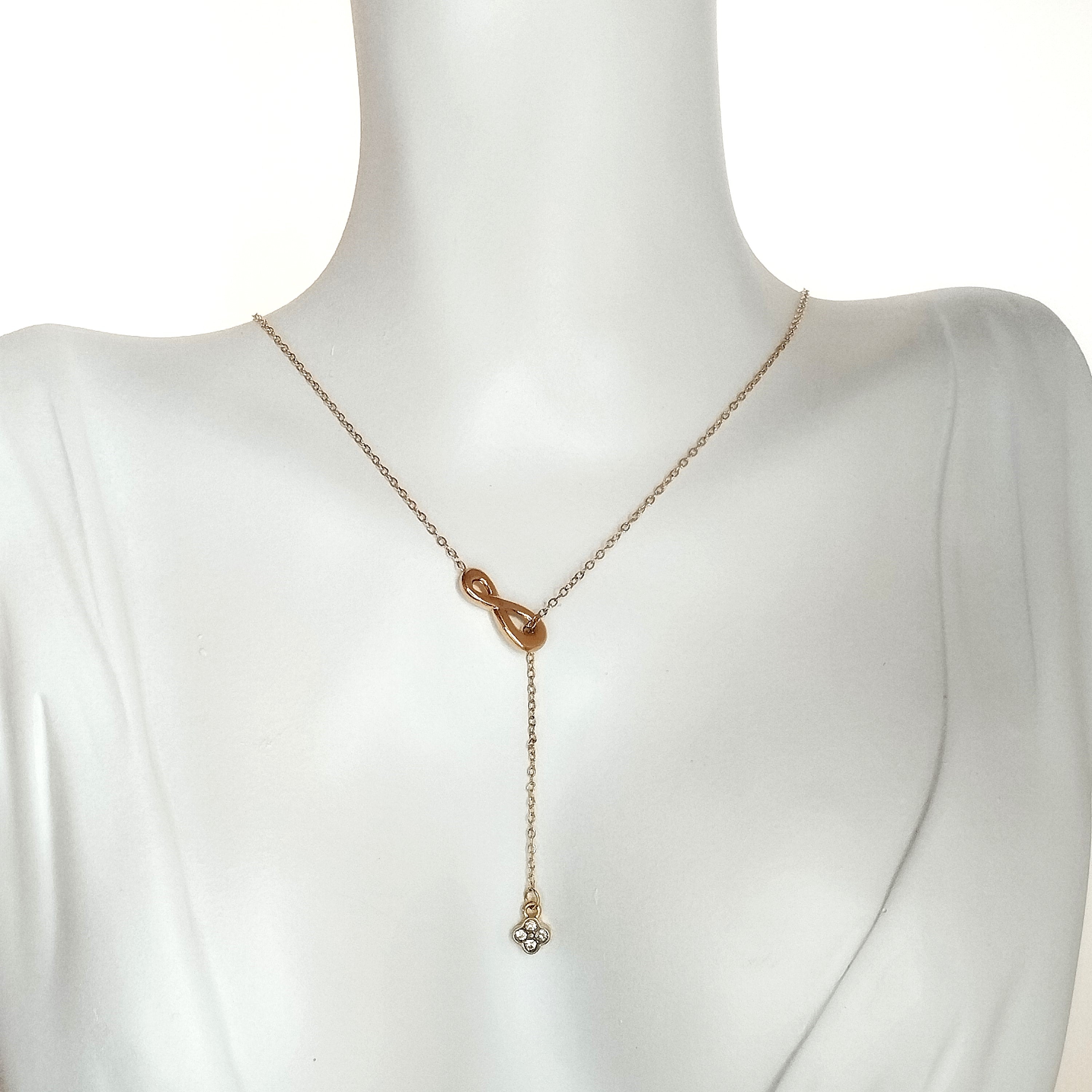 Κολιέ άπειρο με κρεμαστό τριφύλλι Χρυσό