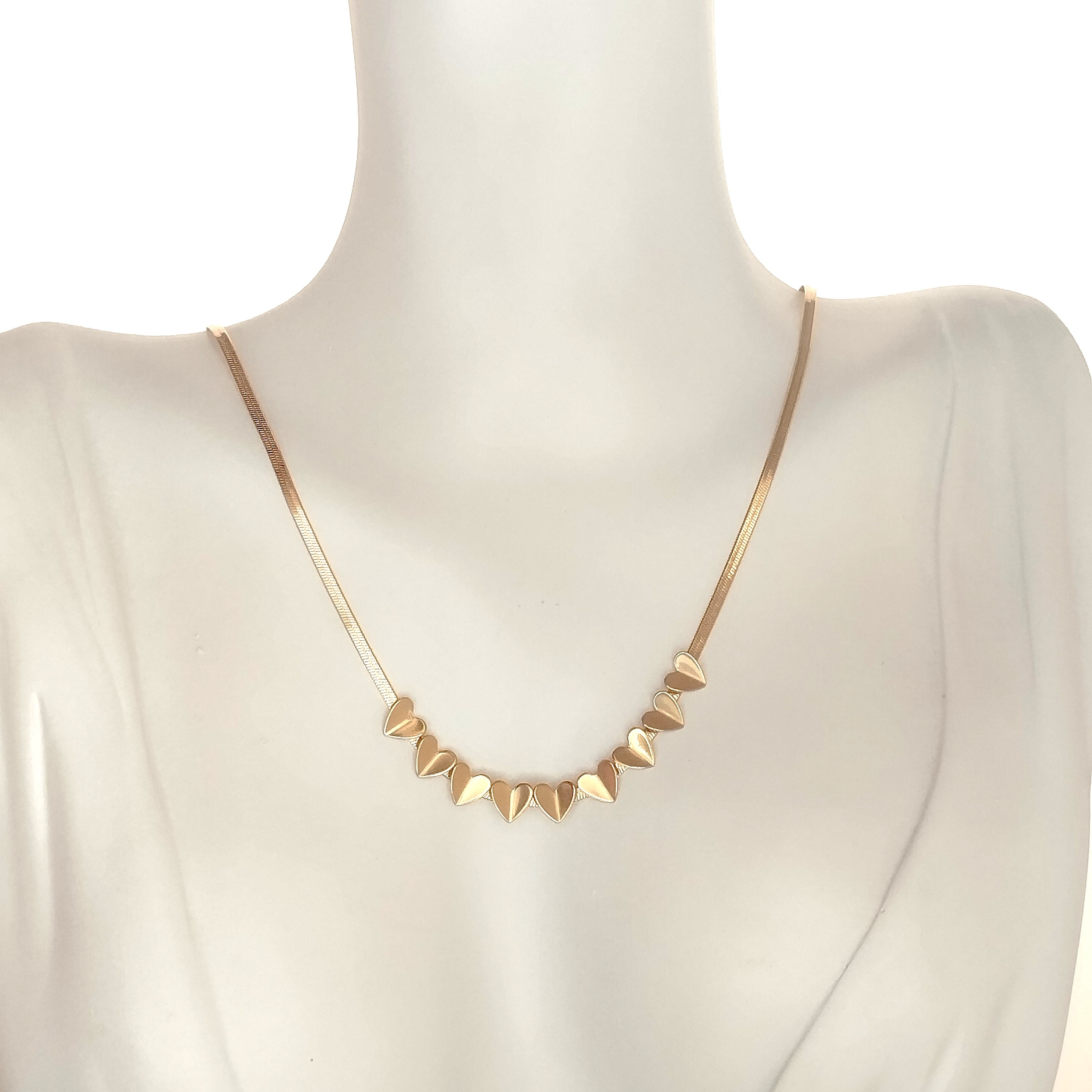 Κολιέ φίδι με καρδιές Χρυσό