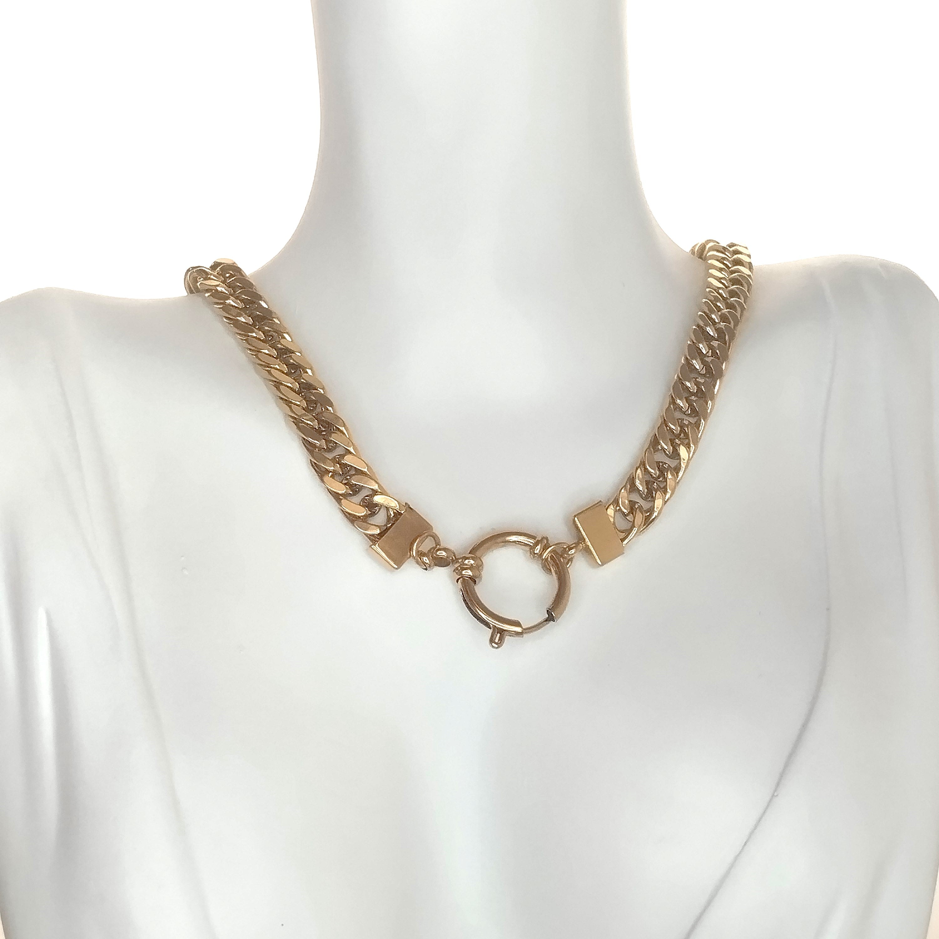 Κολιέ καδένα με πλεκτή αλυσίδα χρυσή