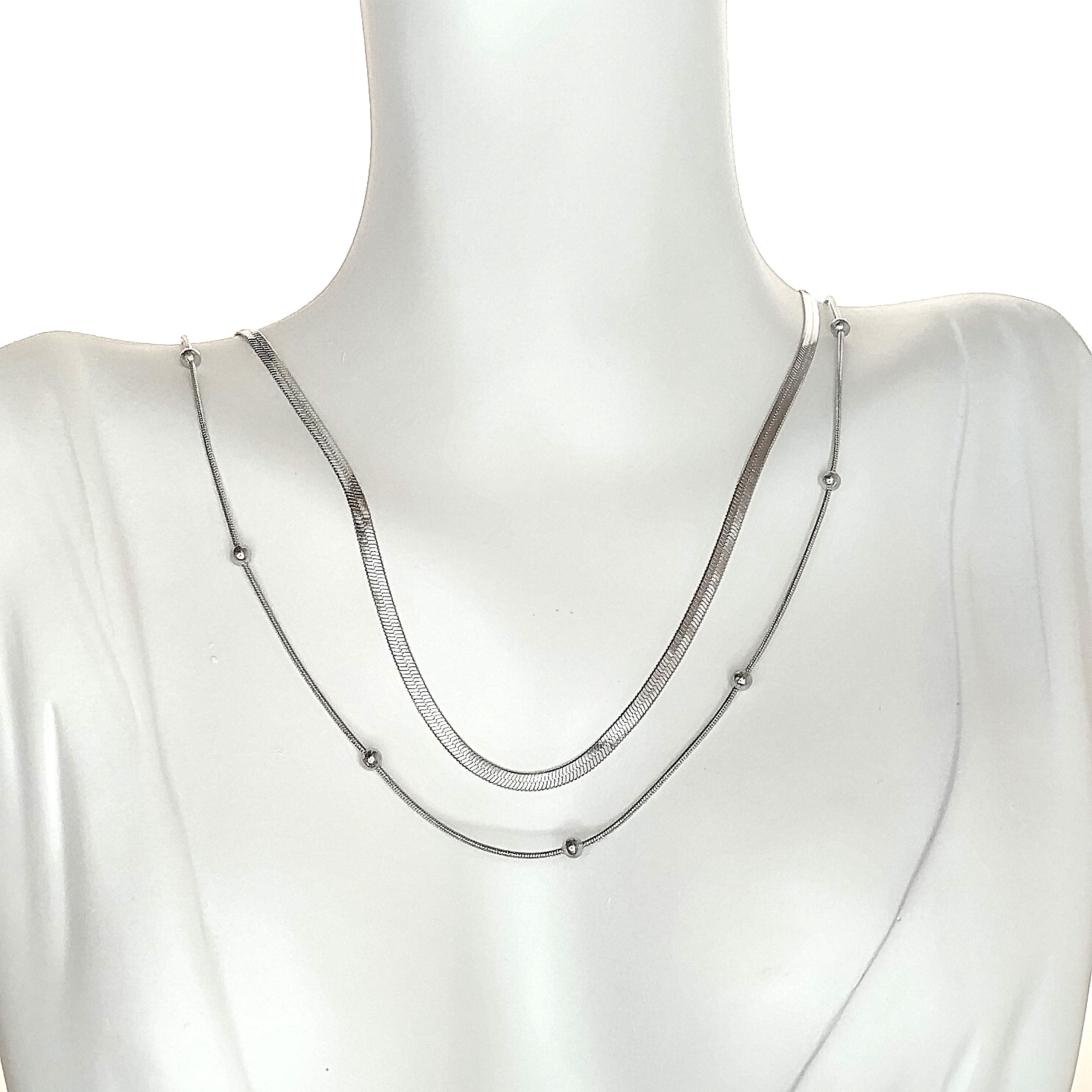 Κολιέ πολυτελείας διπλό minimal ασημί 