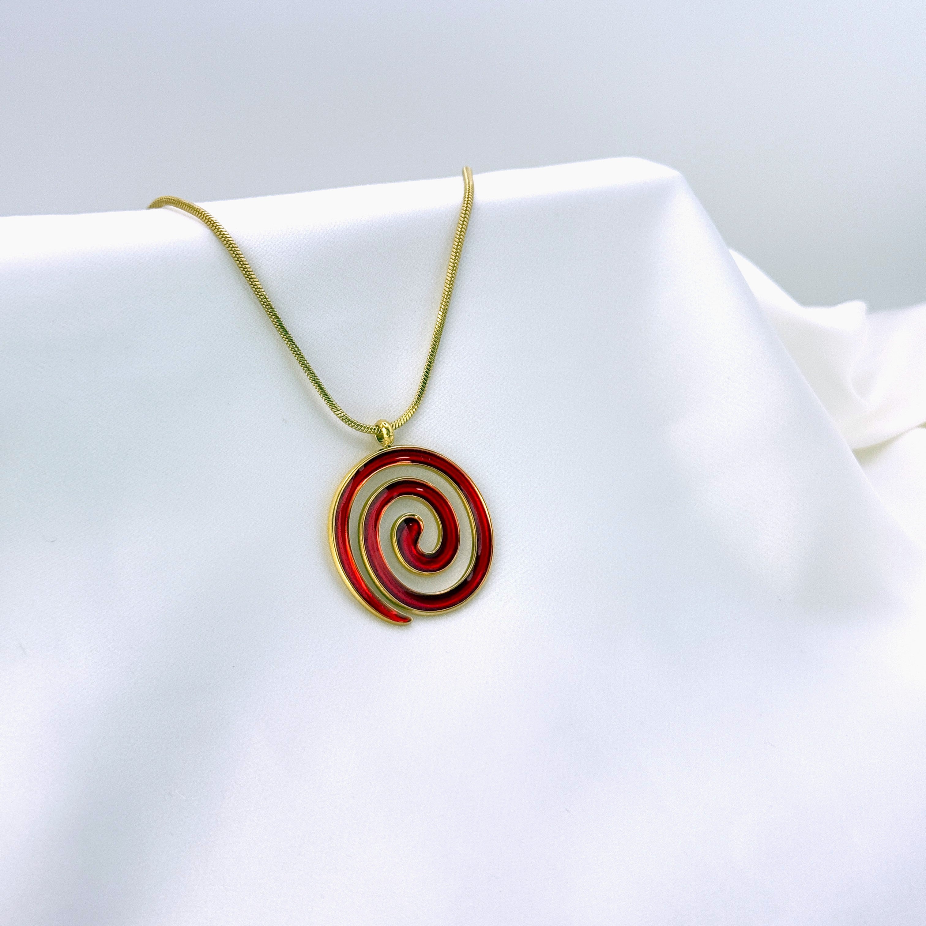 Κολιέ Με Μενταγιόν "Spiral" Και Snake Chain