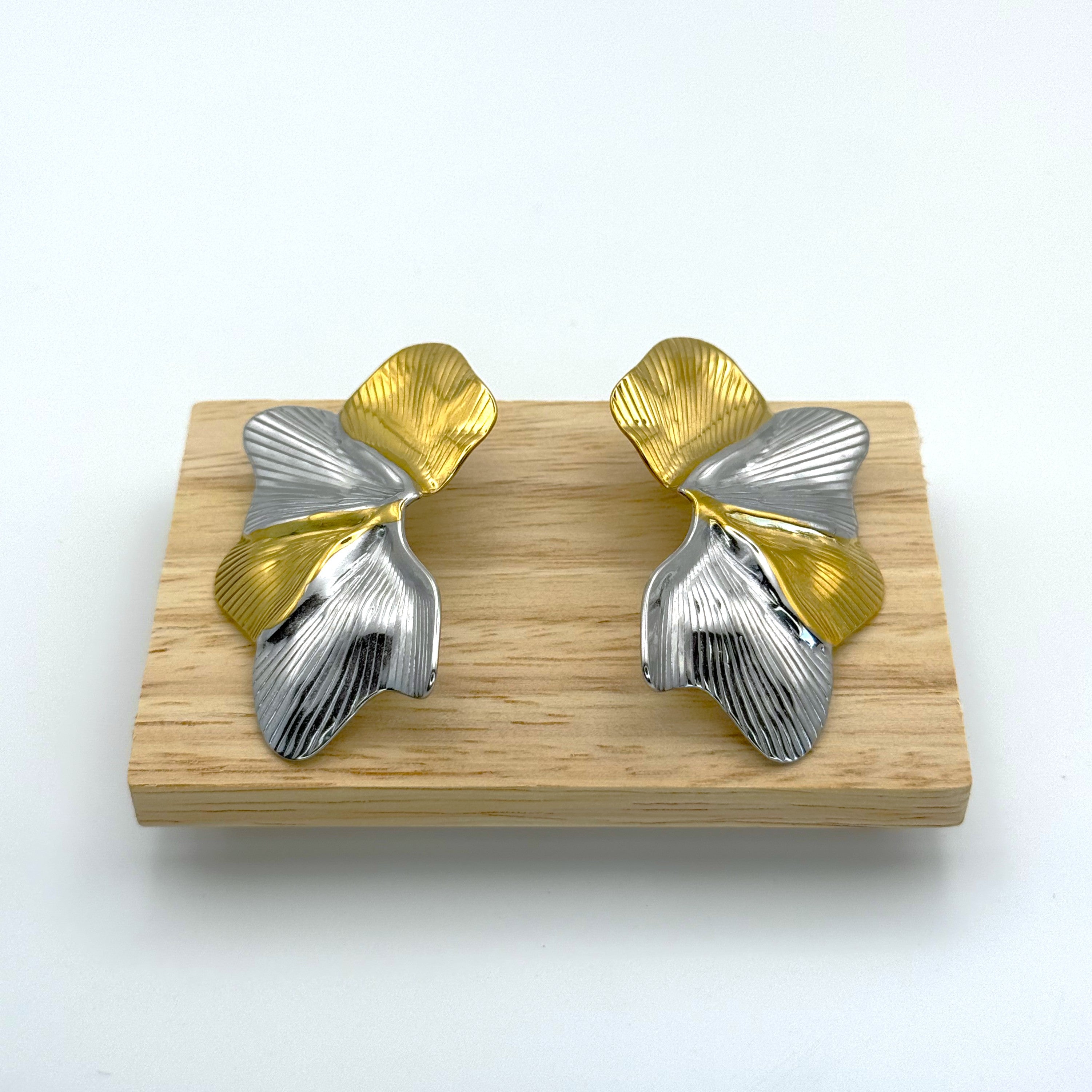 Σκουλαρίκια Δίχρωμα Βεντάλια